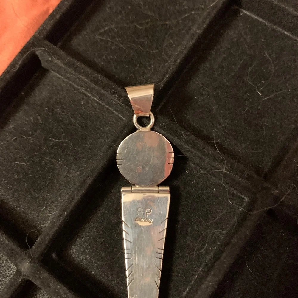 Native American Kachina Multi Stone Inlay Sterling Silver Pendant Vintage - Picture 2 of 6